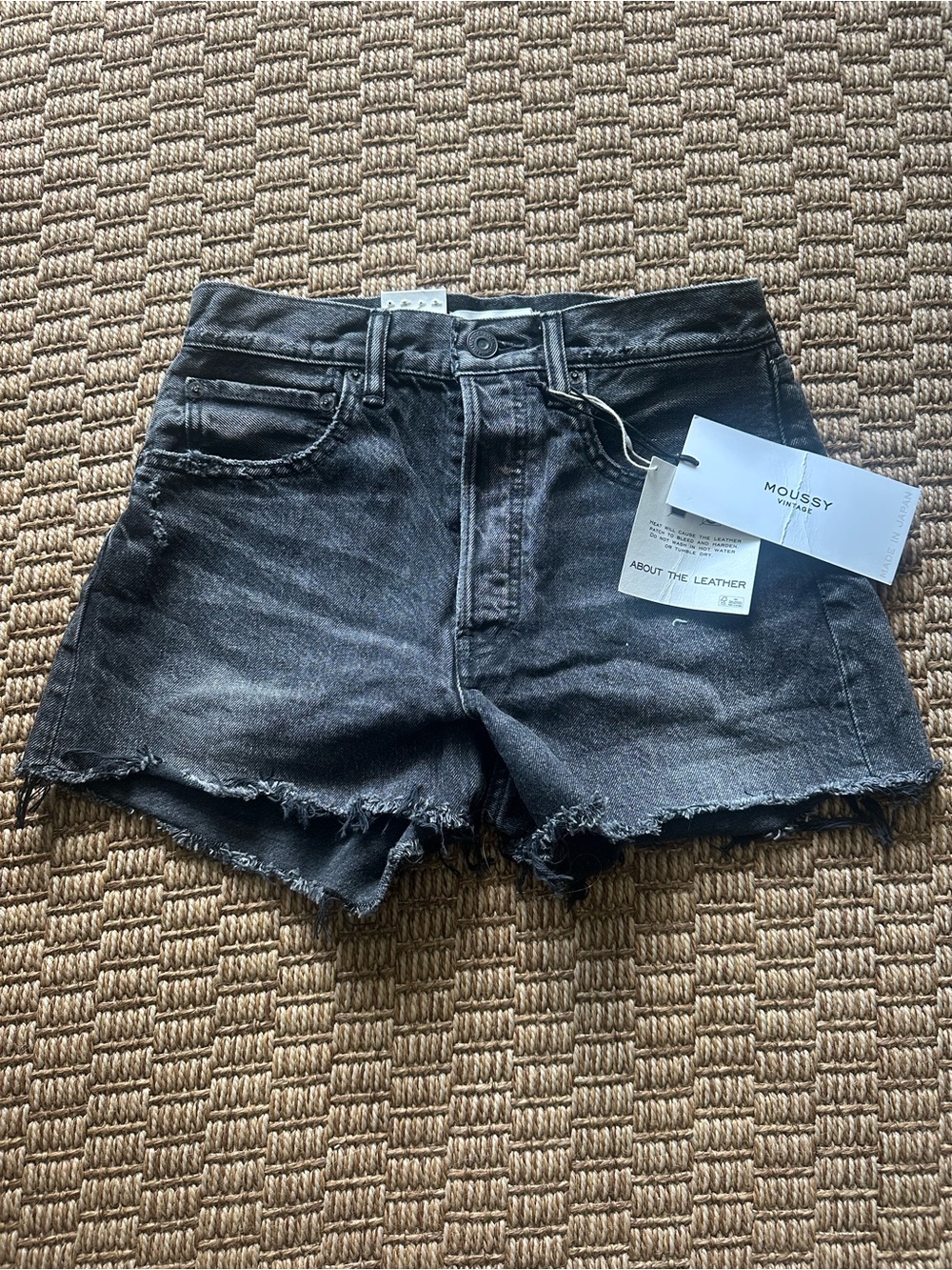 Moussy Black Distressed Denim Jean Shorts